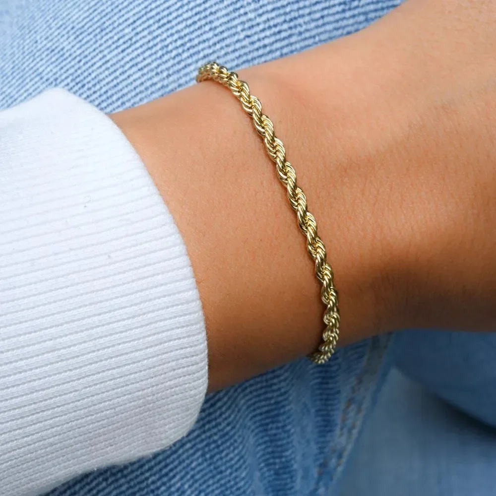 14K real gold Rope Chain bracelet| Fancy Chain Bracelet | birthday gift |